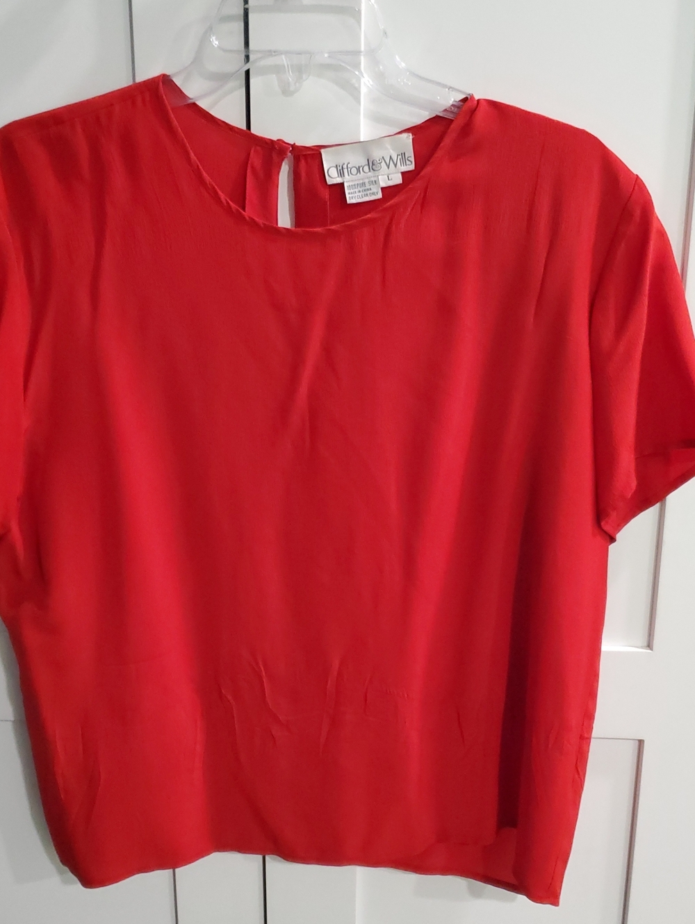 Clifford & Wills Red Short Sleeve Women's Blouse 100% Silk